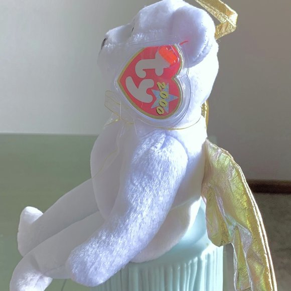 2000 4269 Halo II Retired Angel Teddy Bear Metallic Gold Ty Beanie Baby MWMT - Picture 2 of 6